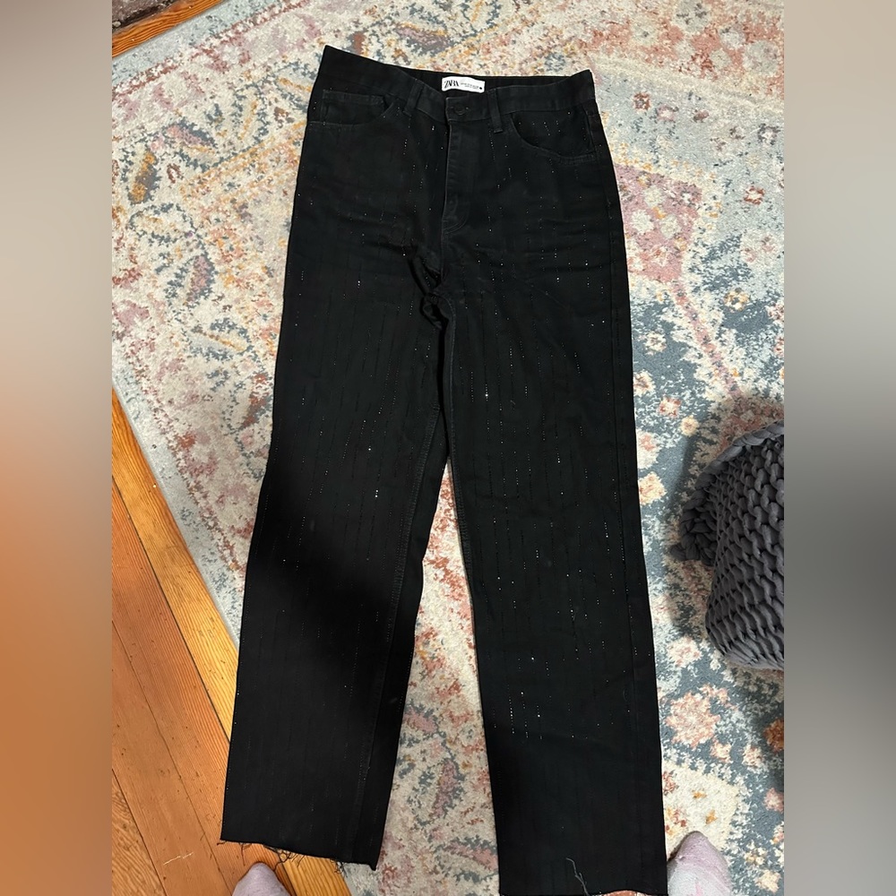 ZARA LOOSE FIT RHINESTONE JEANS